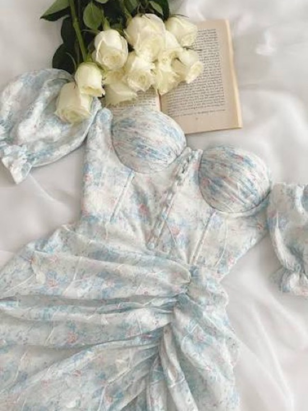 Adeirlina Forget Me Not Floral Midi Dress XL NWT Garden Fairy Boho Whimsy Puff